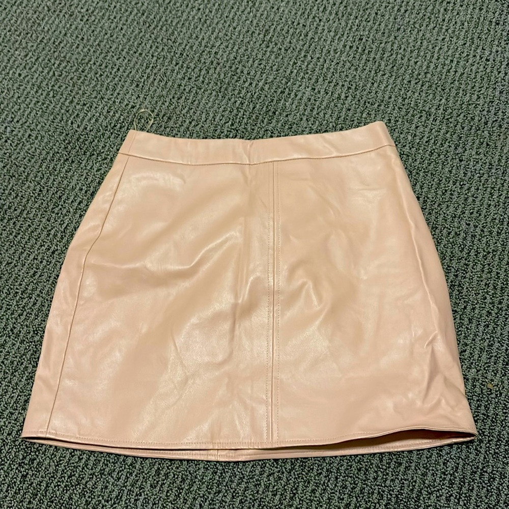 Pink leather skirt